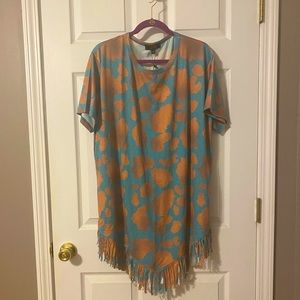 NWT Turquoise & Brown Cowhide Print Top - 2X